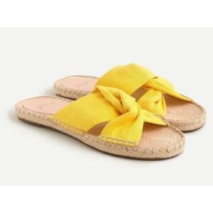 J.Crew Canvas Twisted Knot Espadrille Slip On Sandals Yellow Size 11 Style AN887